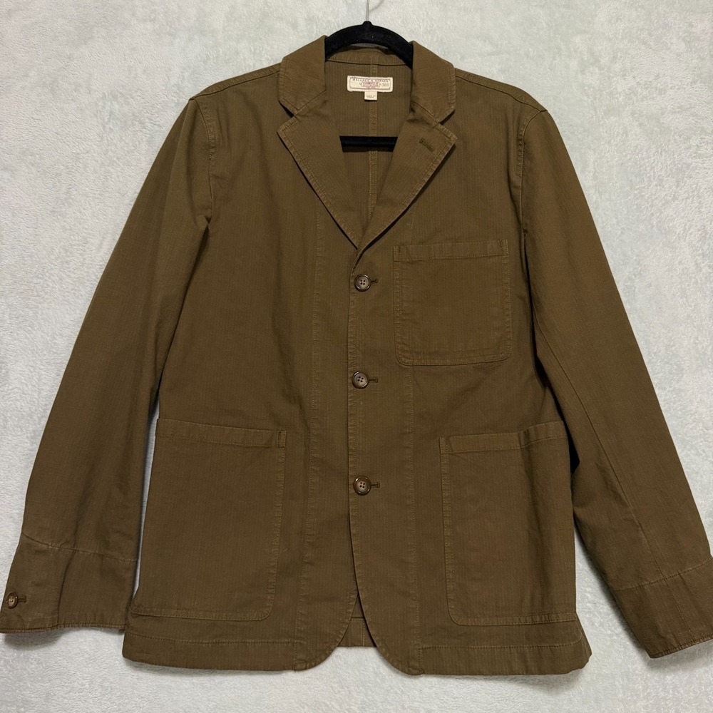 Wallace & Barnes Chore Blazer Men 36S Brown Cotton Ripstop Italian Fabric